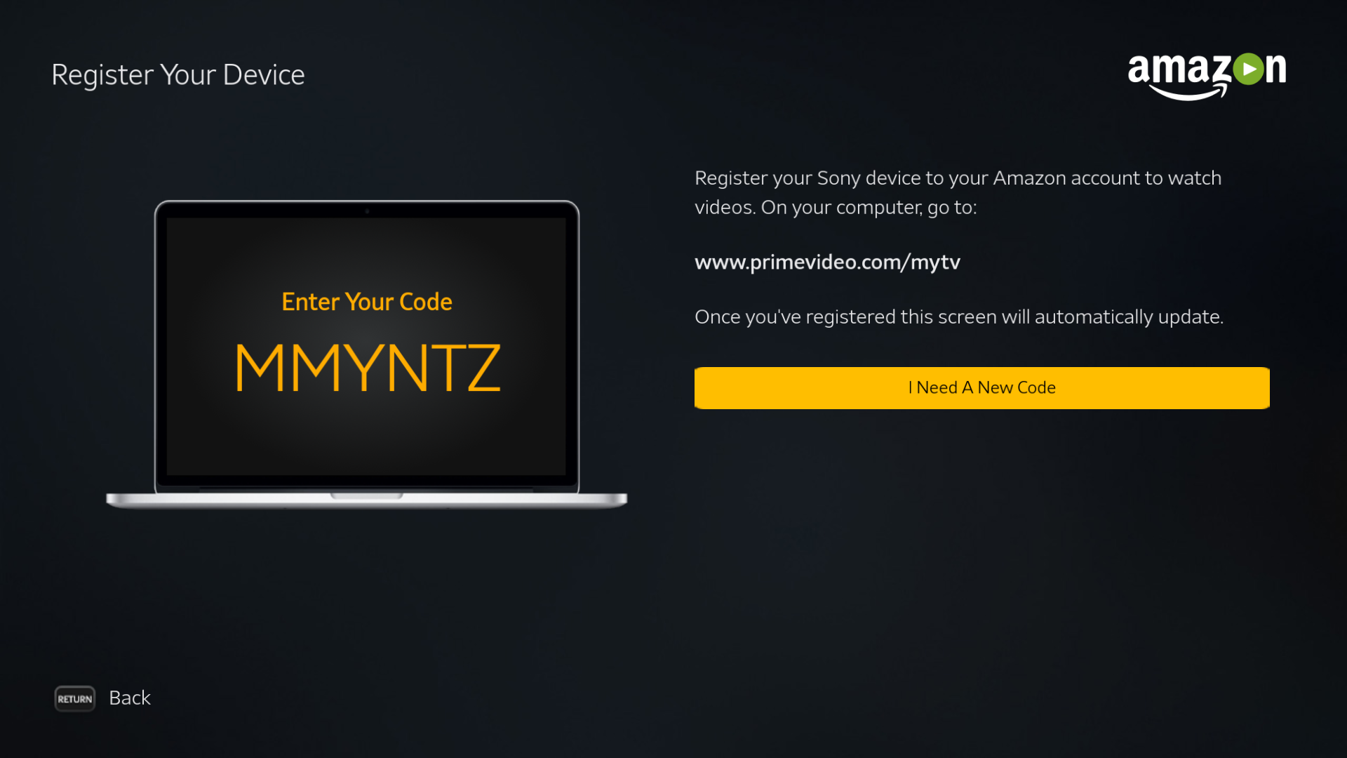 Amazon.com/mytv - Enter Activation Code - Activate Amazon on Device