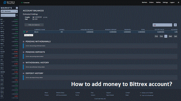 How to add money to bittrex account?