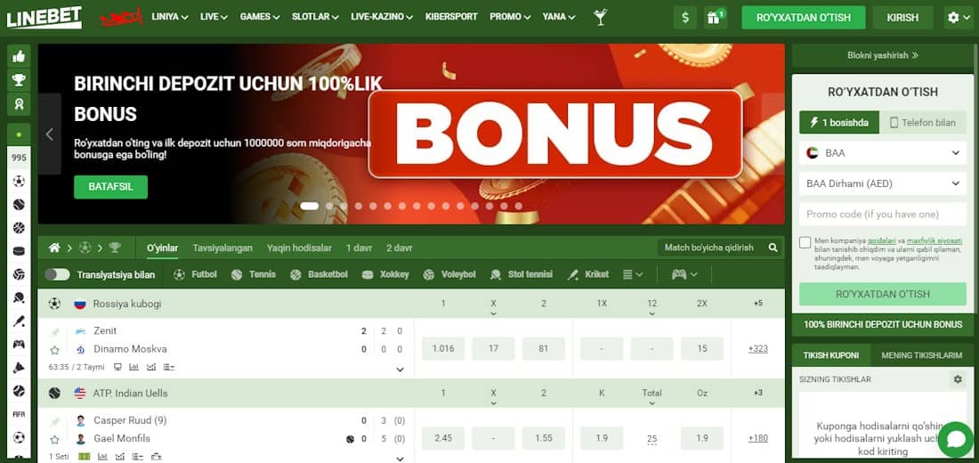 Linebet bukmeykeri O'zbekistonda - Onlayn sport bahslarida eng yaxshi takliflar
